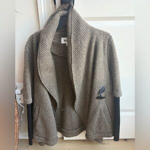 BB Dakota Taupe Ribbed Shawl Cardigan